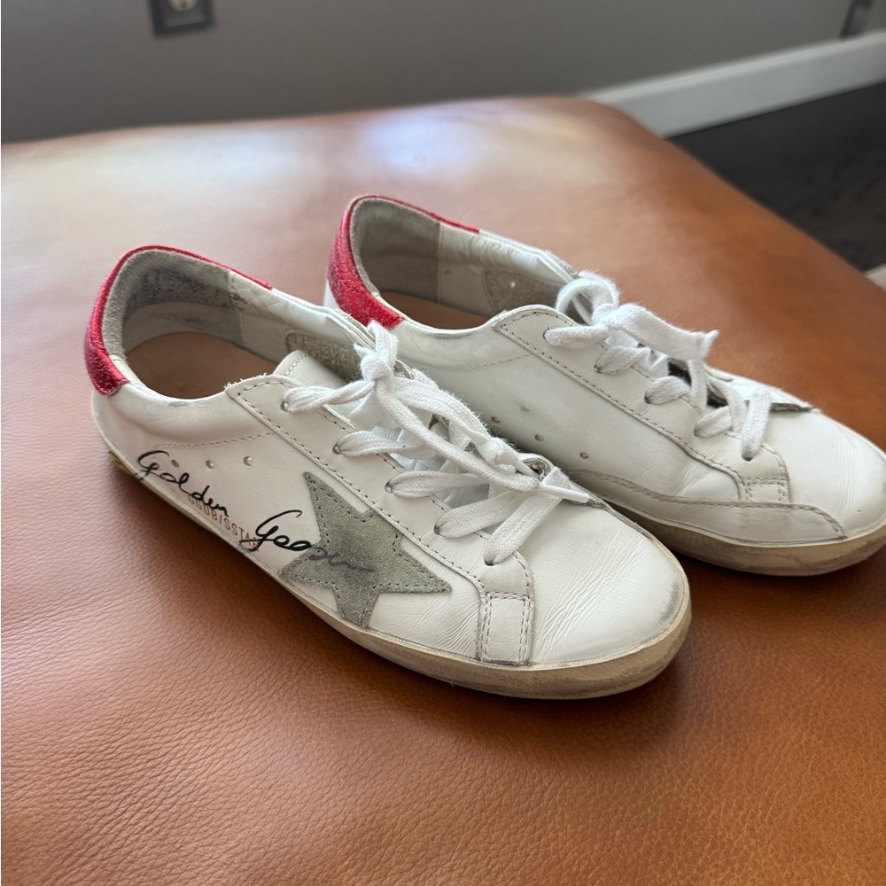 Golden Goose Kids White and Red Sneakers
